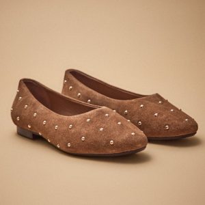 Ballerines cloutées cuir velouté femme