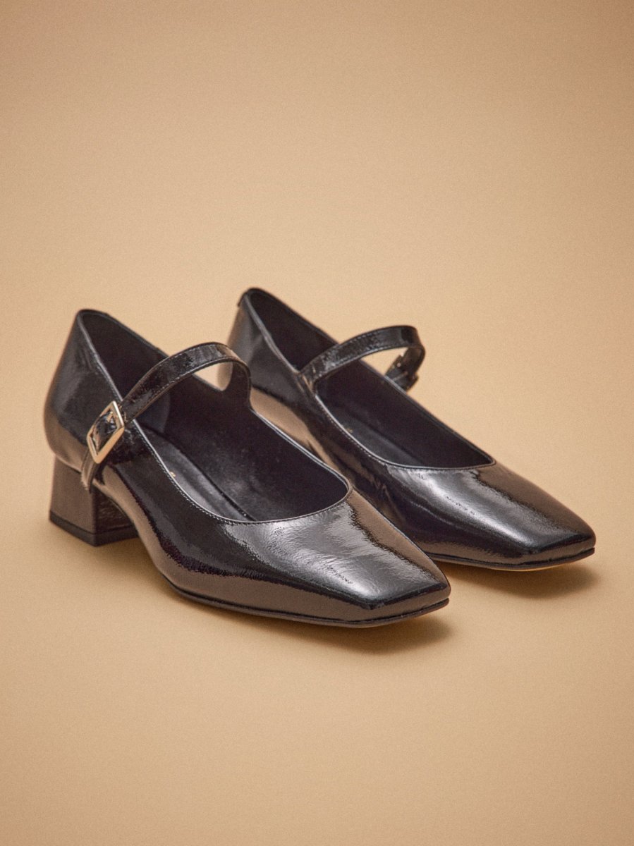 Salomés à talon cuir vernis femme