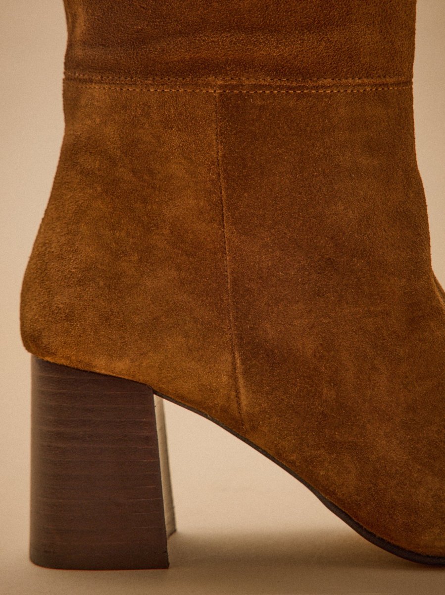 Bottes à talon cuir velouté femme – Image 5