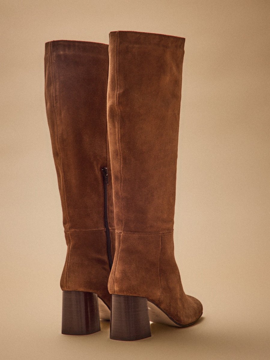 Bottes à talon cuir velouté femme – Image 4