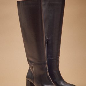 Bottes à talon cuir lisse femme