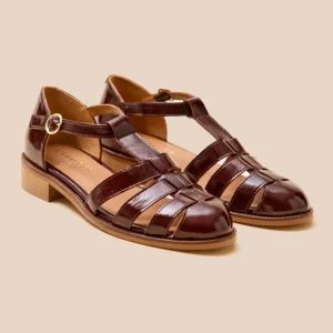 Sandales à talon style pêcheur cuir femme