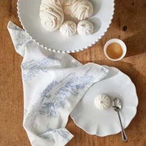 Serviette de table esprit jouy en coton tramé par lot de 4