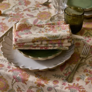 Serviette de table fleuri indien par lot de 4 - imprimé Pondichery