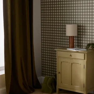 Rideau en velours ras à ruflettes