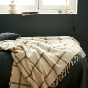 Plaid XL à carreaux, laine majoritaire