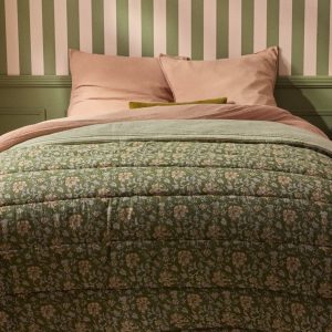 Boutis réversible tissu indien et rayures