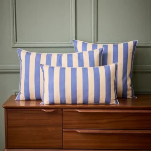 Housse de coussin rayée coton et lin