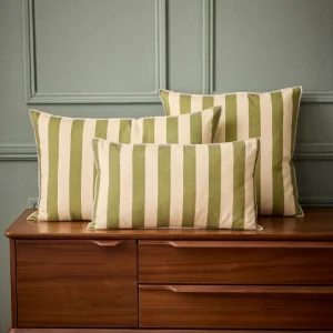 Housse de coussin rayée coton et lin