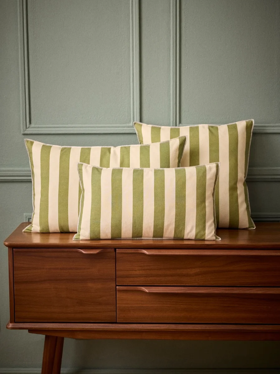 Housse de coussin rayée coton et lin – Image 2