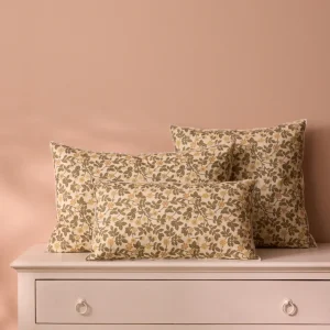 Housse de coussin fleurie coton et lin