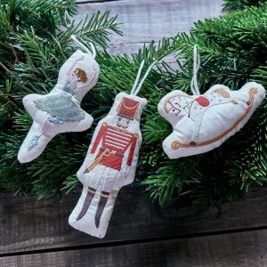 Déco de sapin Casse-Noisette en coton par lot de 3