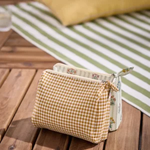 Double trousse de plage - imprimés vichy et Au Jardin