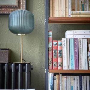 Lampe métal et verre strié