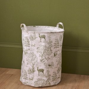 Bac de rangement rond esprit toile de Jouy
