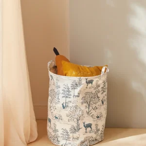 Bac de rangement rond esprit toile de Jouy