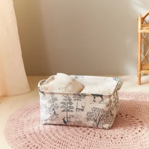 Bac de rangement rectangle esprit toile de Jouy