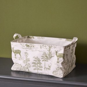 Bac de rangement rectangle esprit toile de Jouy