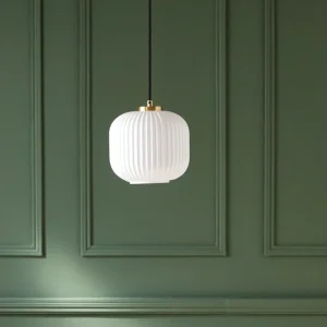 Suspension globe verre strié