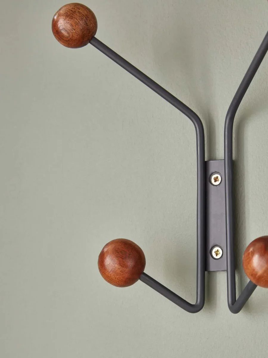 Patère Alice 4 boules en métal et bois – Image 5