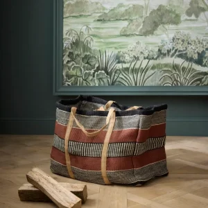 Sac à bûches rayé en jute