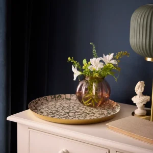 Plateau émaillé rond Floral