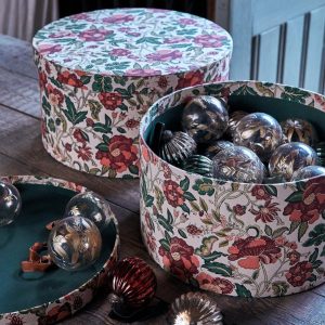 Boîte ronde "Noël en fleur" par lot de 2