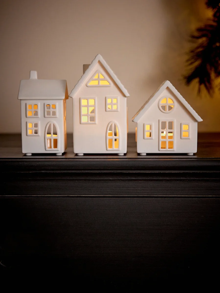 Maisonnette photophore en céramique par lot de 3 – Image 5