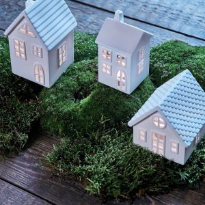 Maisonnette photophore en céramique par lot de 3