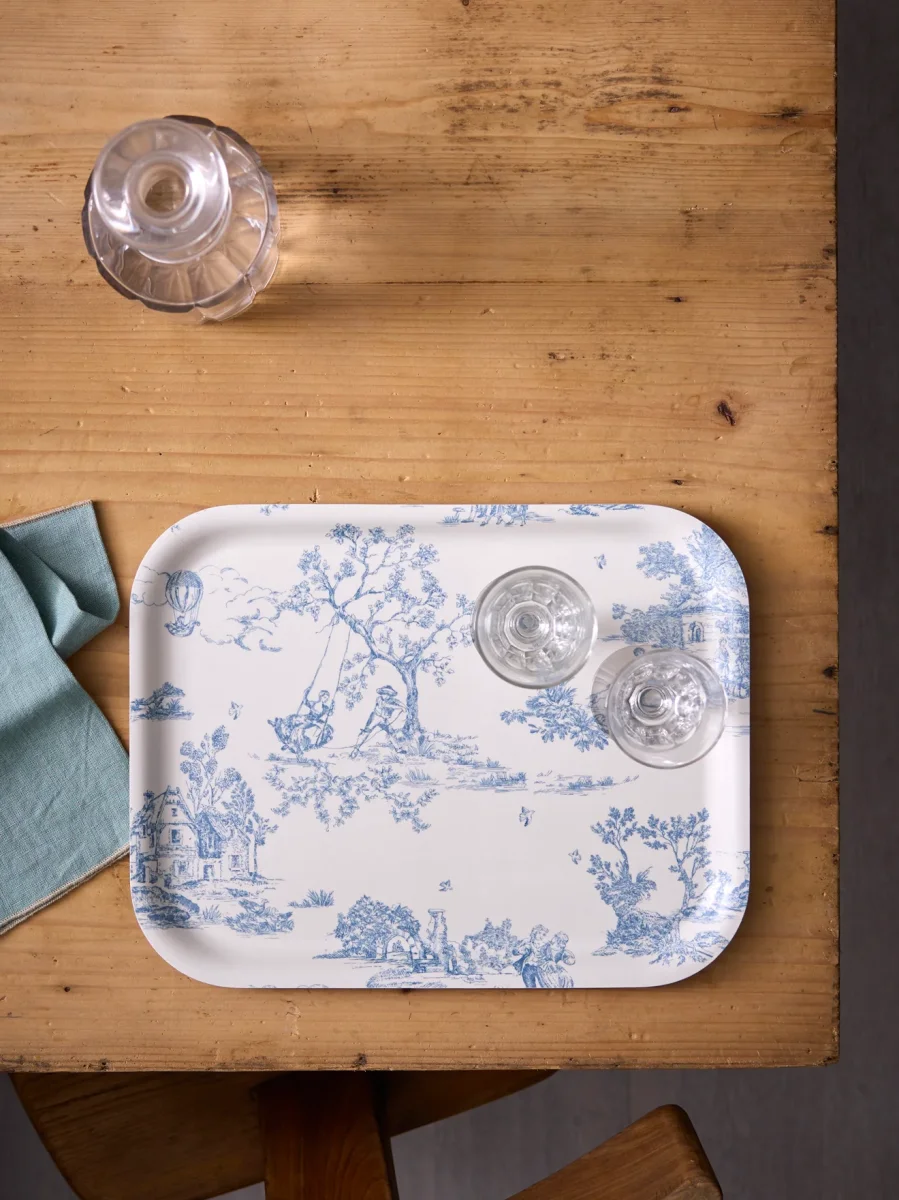 Plateau en bois "Esprit Jouy" - Grand modèle – Image 6