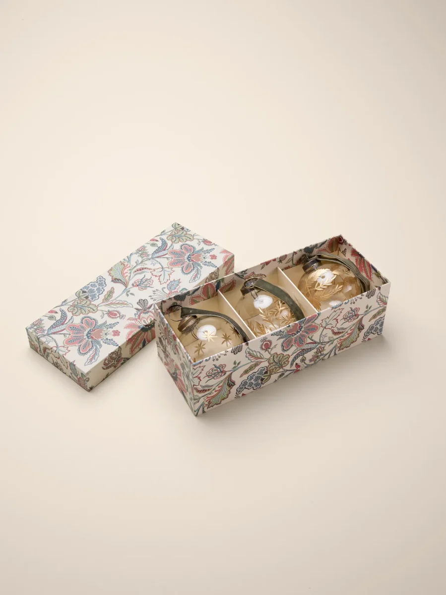 Boule de Noël en verre peinte à la main par lot de 3