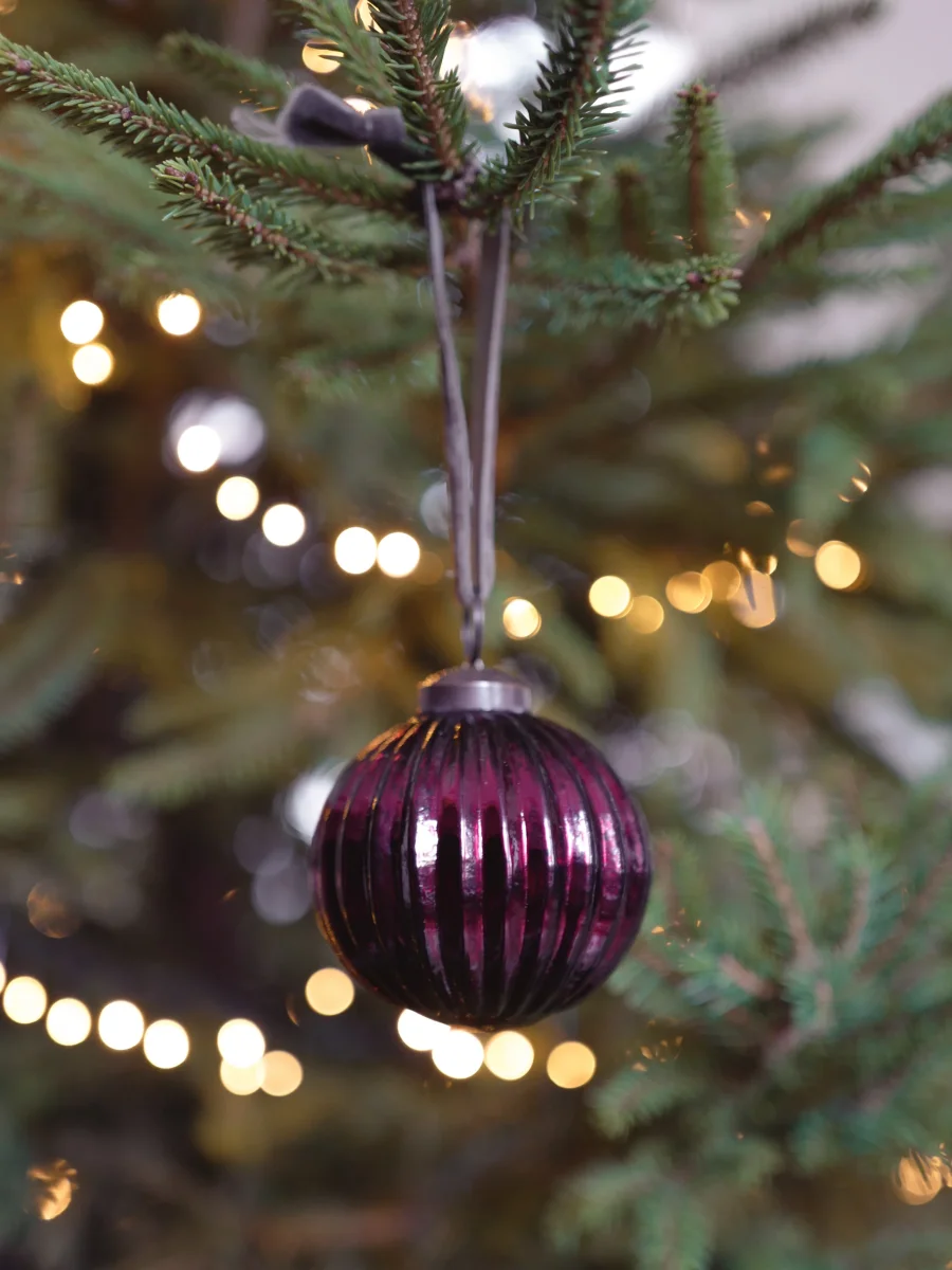 Boule de Noël en verre strié par lot de 3 – Image 5