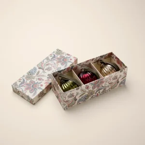 Boule de Noël en verre strié par lot de 3