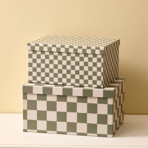 Boîte gigogne damier par lot de 2