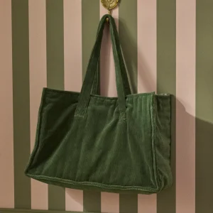 Sac cabas matelassé en velours côtelé