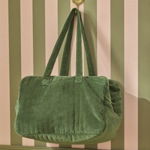 Sac week-end matelassé en velours côtelé