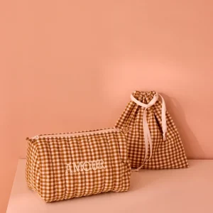 Trousse de toilette en coton vichy