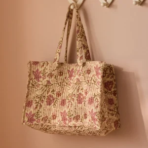 Sac cabas matelassé imprimé indien