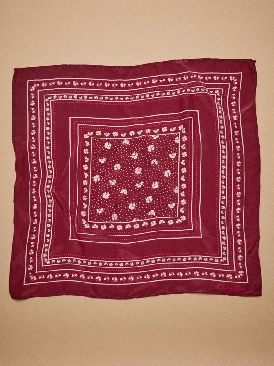 Carré bandana fleuri femme en soie – Image 3