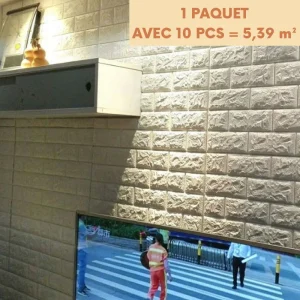 [PACK 10 pcs] Panneau mural 3D Premium - Brique (5,39 m²)