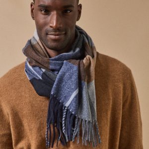 Écharpe frangée grands carreaux homme