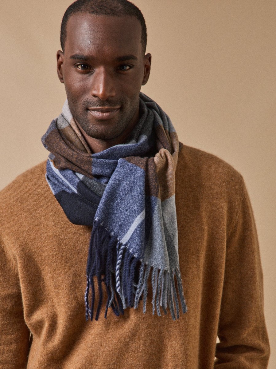 Écharpe frangée grands carreaux homme – Image 2