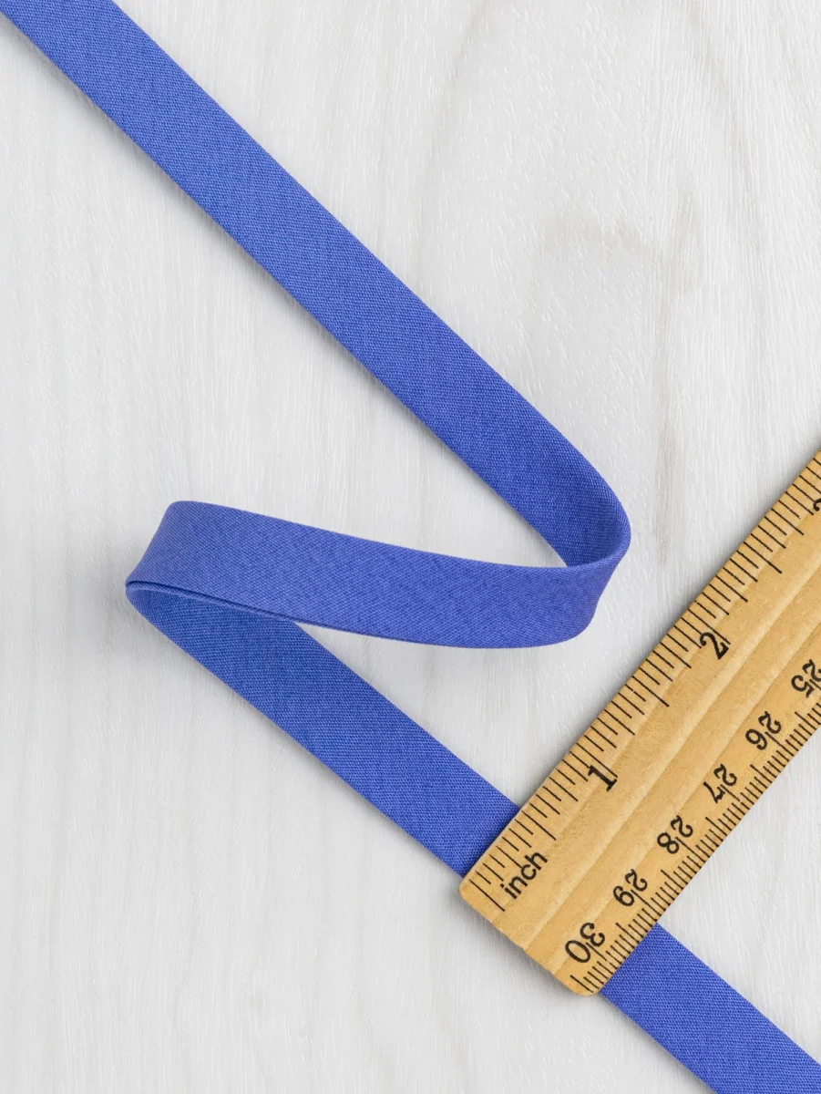Double-Fold Cotton Poplin Bias Tape - 13 mm (1/2") wide - Cerulean Blue – Image 4