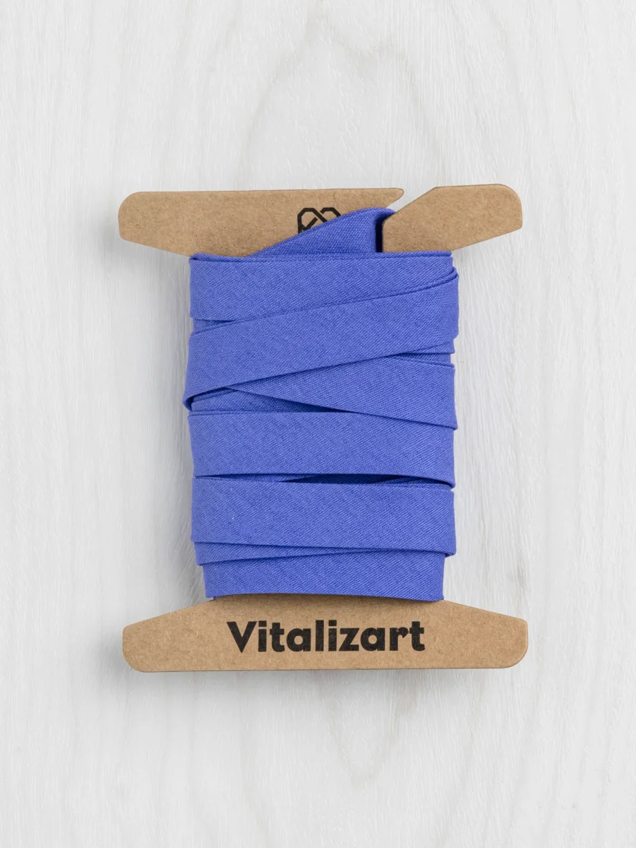 Double-Fold Cotton Poplin Bias Tape - 13 mm (1/2") wide - Cerulean Blue – Image 3