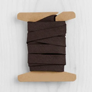 Double-Fold Cotton Poplin Bias Tape - 1/2" (13mm) wide - Chocolate