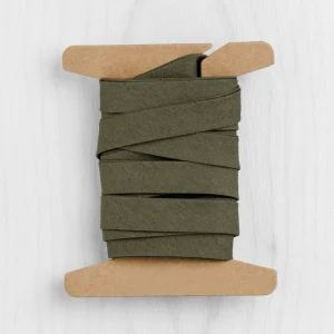 Double-Fold Cotton Poplin Bias Tape - 1/2" (13mm) wide - Dark Olive