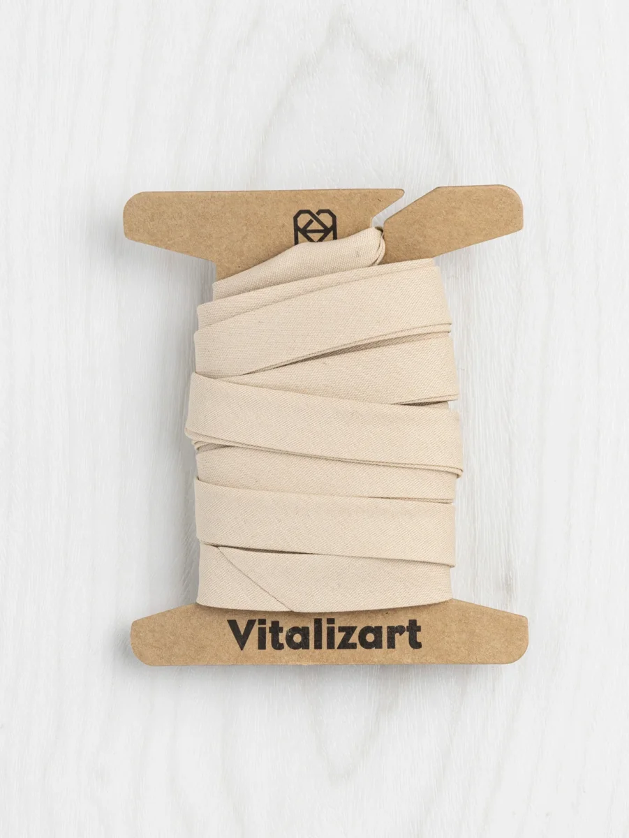 Double-Fold Cotton Poplin Bias Tape - 13 mm (1/2") wide - Oat – Image 3