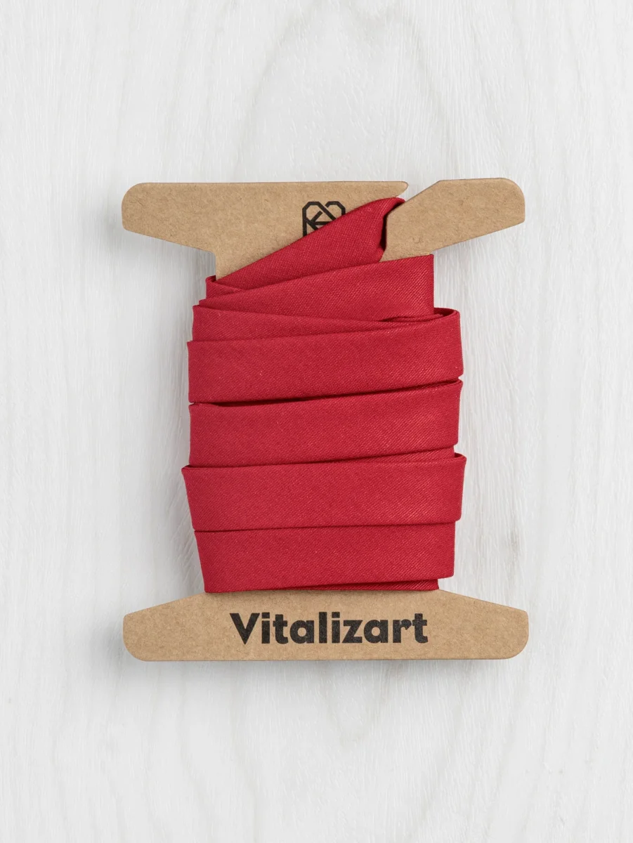 Double-Fold Cotton Poplin Bias Tape - 13 mm (1/2") wide - Red – Image 3