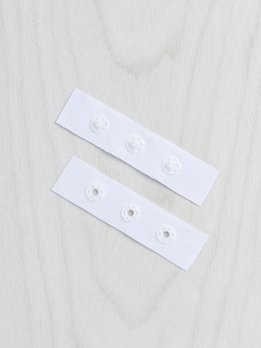 3 Snap Buttons ¾ Inch Tape - White – Image 2