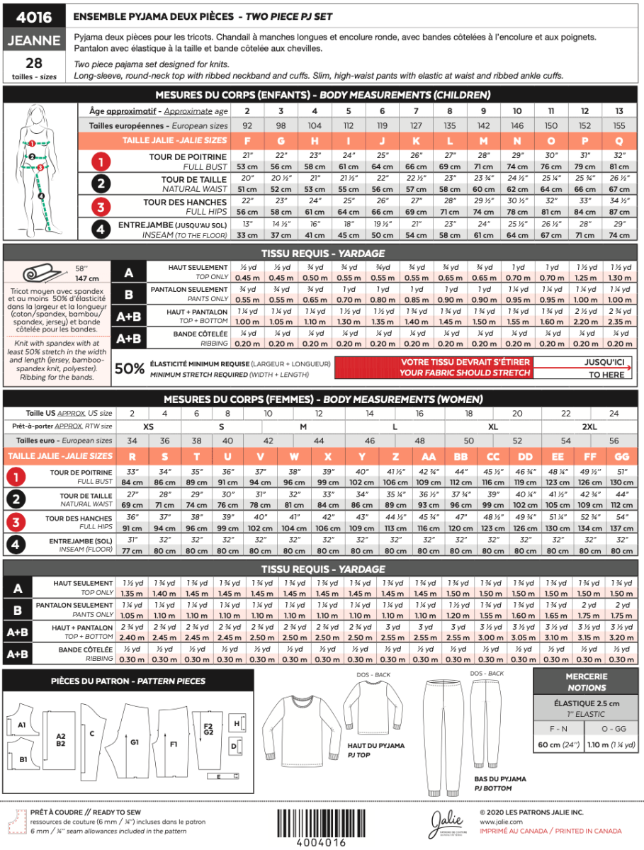Jalie Sewing Pattern - Jeanne Knit PJ Set – Image 6